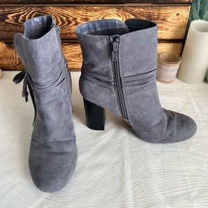 Christian Soriano Gray Suede Heeled Boots Size 7.5